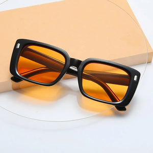 Women's Plastic Frame Rectangle Shape Vintage Trendy Sunglasses