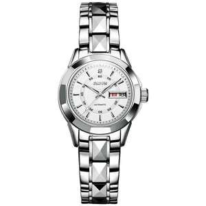Women's Tungsten Steel Automatic Round Shaped Luxury Wrist Watch