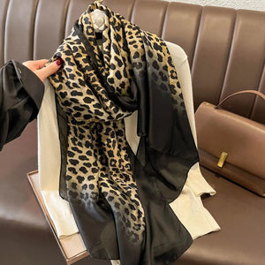 Women's Silk Neck Wrap Leopard Pattern Trendy Beach Scarves