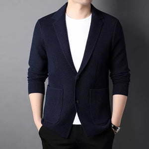 Men's Polyester Notched Long Sleeve Single Breasted Casual Blazers