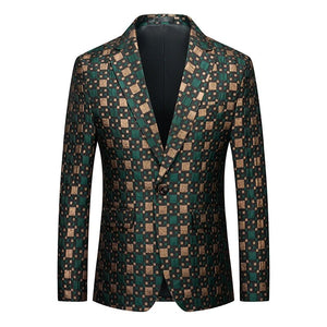 Men's Notched Collar Long Sleeves Single Button Luxury Blazers