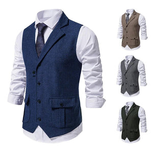 Men's Notched Polyester Sleeveless Formal Wear Vintage Vests