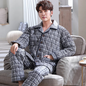Men's Cotton Turn-Down Collar Full Sleeves Pajamas Sleepwear Set