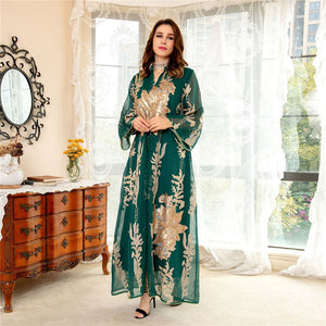 Women's Arabian Polyester Full Sleeve Printed Casual Dresses