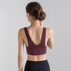 Women's Nylon V-Neck Sleeveless Breathable Yoga Gym Wear Tops