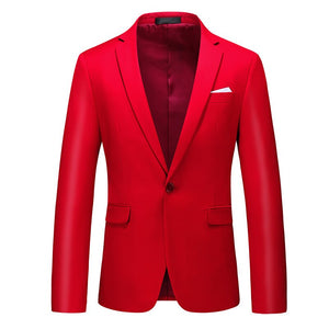 Men's Polyester Notched Collar Long Sleeve Single Breasted Blazer