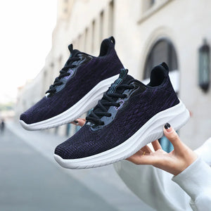 Women's Mesh Round Toe Lace-up Closure Breathable Sport Shoes