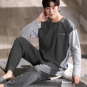 Men's Cotton Full Sleeve O-Neck Mixed Colors Pullover Sleepwear