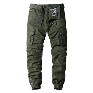 Men's Cotton Zipper Fly Closure Solid Multi-Pocket Casual Trousers 