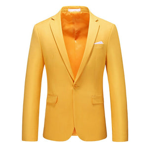 Men's Polyester Notched Collar Long Sleeve Single Breasted Blazer
