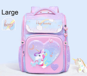 Kid's Girl Polyester Zipper Closure Unicorn Pattern School Backpack