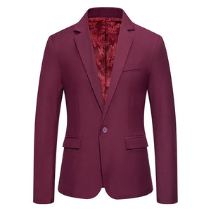 Men's Notched Polyester Long Sleeve Single Breasted Blazers Set