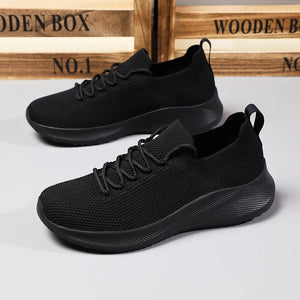 Men's Mesh Round Toe Lace-up Closure Patchwork Sports Sneakers