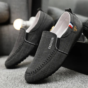 Men's Canvas Round Toe Slip-On Closure Breathable Casual Loafers