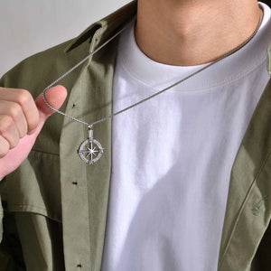 Men's Metal Stainless Steel Box Chain Trendy Round Shape Necklace