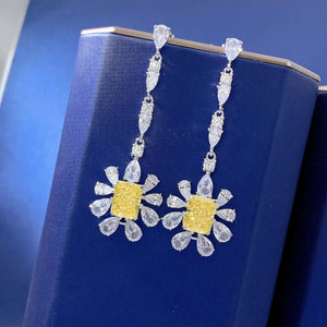 Women's 100% 925 Sterling Silver Topaz Classic Flower Earrings