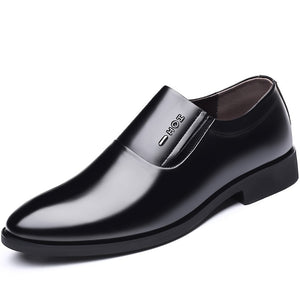 Men's Split Leather Pointed Toe Slip-On Closure Formal Wear Shoes