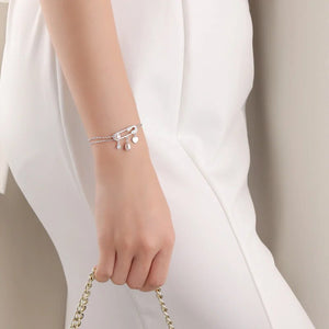 Women's 100% 925 Sterling Silver Pearl Trendy Cuff Bracelets