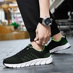Men's Mesh Round Toe Lace-Up Closure Sports Wear Sneakers