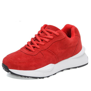 Women's Leather Breathable Lace-Up Sport Running Walking Sneakers