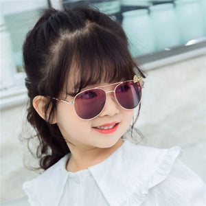 Kid's Alloy Frame Plastic Lens Oval Shaped Party Sunglasses