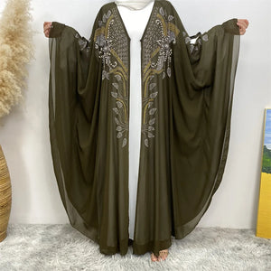 Women's Arabian Polyester Full Sleeve Embroidery Casual Abaya