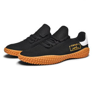 Men's Round Toe Mesh Breathable Lace Up Non-Slip Casual Shoes