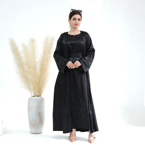 Women's Arabian O-Neck Polyester Full Sleeve Solid Pattern Abaya