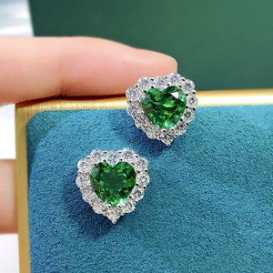 Women's 100% 925 Sterling Silver Emerald Classic Stud Earrings