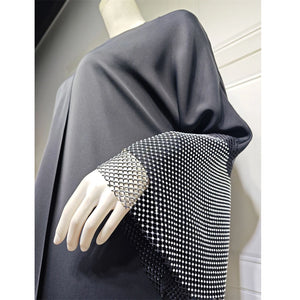 Women's Arabian Polyester Full Sleeve Rhinestone Elegant Abaya