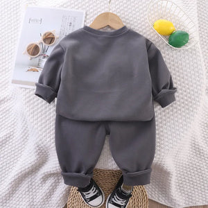 Baby's Boy Cotton Full Sleeve Pullover Closure Two-Piece Suit