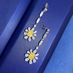 Women's 100% 925 Sterling Silver Topaz Classic Flower Earrings