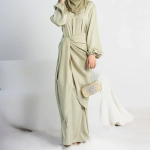 Women's Arabian Polyester Full Sleeve Plain Pattern Casual Dress