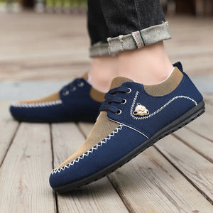 Men's Canvas Round Toe Lace-up Breathable Casual Wear Loafer