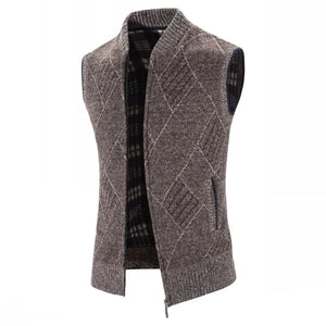 Men's Acrylic Sleeveless Zipper Closure Geometric Knitted Vest