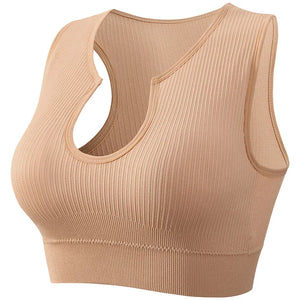 Women's Nylon V-Neck Breathable Fitness Yoga Workout Crop Top