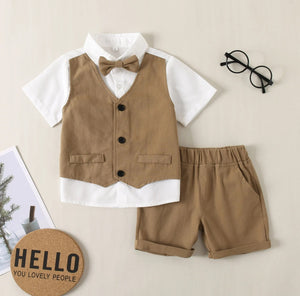 Kid's Boy Polyester Turn-Down Collar Short Sleeve Elegant Clothes