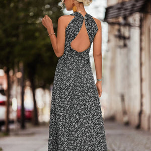 Women's Polyester V-Neck Sleeveless Printed Pattern Casual Dress