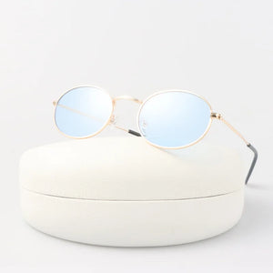 Women's Alloy Frame Acrylic Lens Oval Shaped Trendy Sunglasses