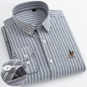 Men's 100% Cotton Single Breasted Full Sleeve Striped Casual Shirt