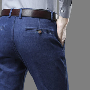Men's Cotton Mid Waist Zipper Fly Closure Vintage Casual Pants