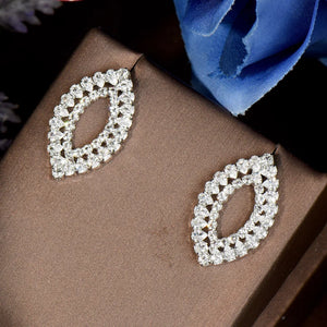 Women's Copper Cubic Zirconia Bridal Wedding Trendy Stud Earrings