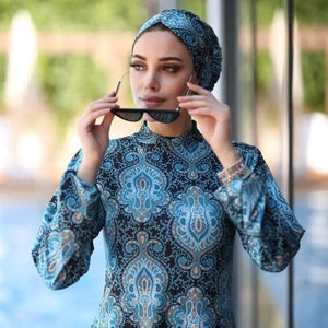 Women's Arabian Nylon Full Sleeves Modest Bathing Swimwear Dress