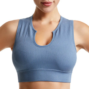 Women's Nylon V-Neck Breathable Fitness Yoga Workout Crop Top