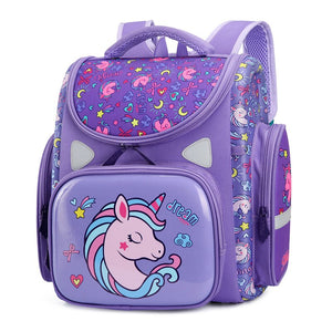Kid's Girls Polyester Zipper Closure Unicorn Pattern School Backpack