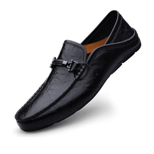 Men's Genuine Leather Round Toe Slip-On Closure Luxury Shoes