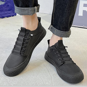 Men's Canvas Round Toe Lace-up Closure Breathable Sports Sneakers