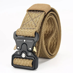 Men's Canvas Plain Patchwork Strap Tactical Buckle Closure Belts