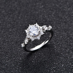 Women's 100% 925 Sterling Silver Zircon Round Shaped Classic Ring