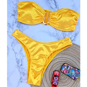 Women's Nylon Sweetheart Neck Bathing Sexy Swimwear Bikini Set